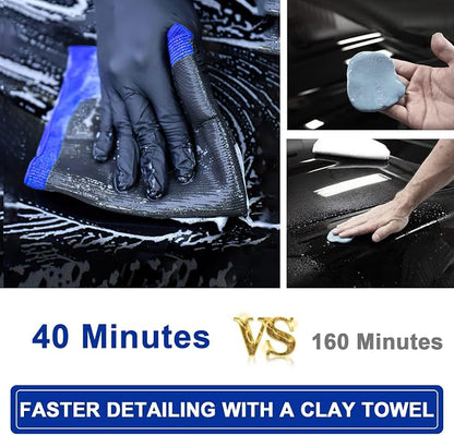 Clay Towel 2 Pack Auto Detailing - Fine Grade Microfiber Car Chamois Towel - DIY Detail Clay Bar Alternative
