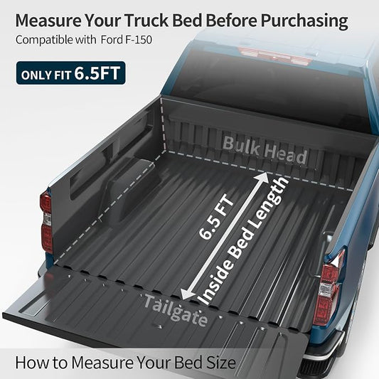 OEDRO FRP Hard Tri-fold Tonneau Cover Fold Truck Bed Covers Fits for Ford F-150 F150 2004-2014 with 6.5 Feet Bed