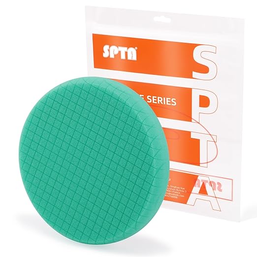 Green T120 Heavy-Cut Polishing Foam Pad, SPTA 1Pc 7.5 Inch Face for7 Inch 180mm Backing Plate Compound Buffing Sponge Pads for Car Buffer Polisher Compounding, Polishing and Waxing -FPTSS7G