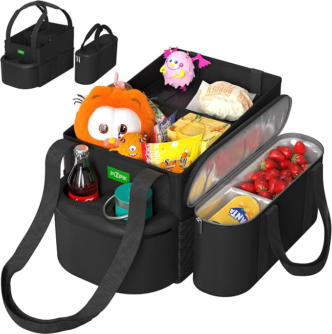 Plzpik Large Car Seat Organizer with Removable Cooler Bag for the Front or Back Seat for Kids and Adults.Versatile for Use in Multiple Scenarios.