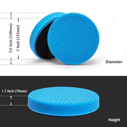 Autolock 5" Buffing Polishing Pads, 6Pcs 5.6inch 140mm Face for 5 Inch Backing Plate Compound Buffing Sponge and Woolen Pads Cutting Polishing Pad Kit for Car Buffer Polisher, Polishing and Waxing