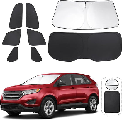 TINGLU Window Shades 8PCSfor Ford Edge 2015-2024 Accessories Car Side Full Windows Rear Triangular Windshield Sun Shade Sun UV Rays & Privacy Protection for Camping,Napping,and Relaxing