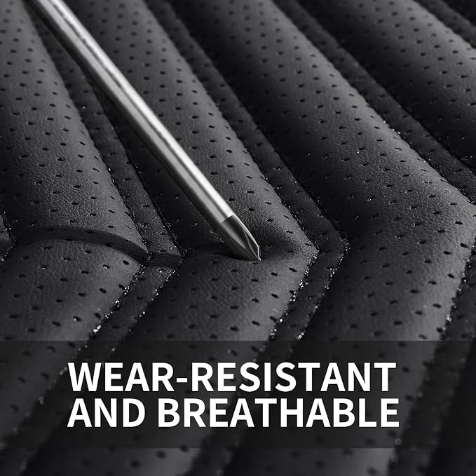 HChengkikz Car Seat Covers, Breathable & Waterproof Faux Leather Automotive Seat Covers for Cars SUV Truck Sedan, Universal Anti-Slip Driver Seat Cover with Backrest (2 PCS Front Seat, Black)