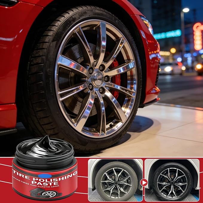 2Bottles Tire Coating & Trim Restorer with Sponge,Tire Coating Paste, Long-Lasting Ceramic Coating,Bring Back the Original Deep Black Shine to Rubber and Plastic For Car, Truck, Motorcycle, RV & More