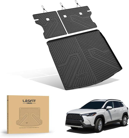LASFIT Cargo Mat with Backrest Mat for Toyota Corolla Cross Hybrid 2026 2025 2024 2023 2022, All Weather TPE Custom Fit Trunk Mat Trunk Liner Trunk Tray Cargo Liner Cargo Tray with Seatback Cover