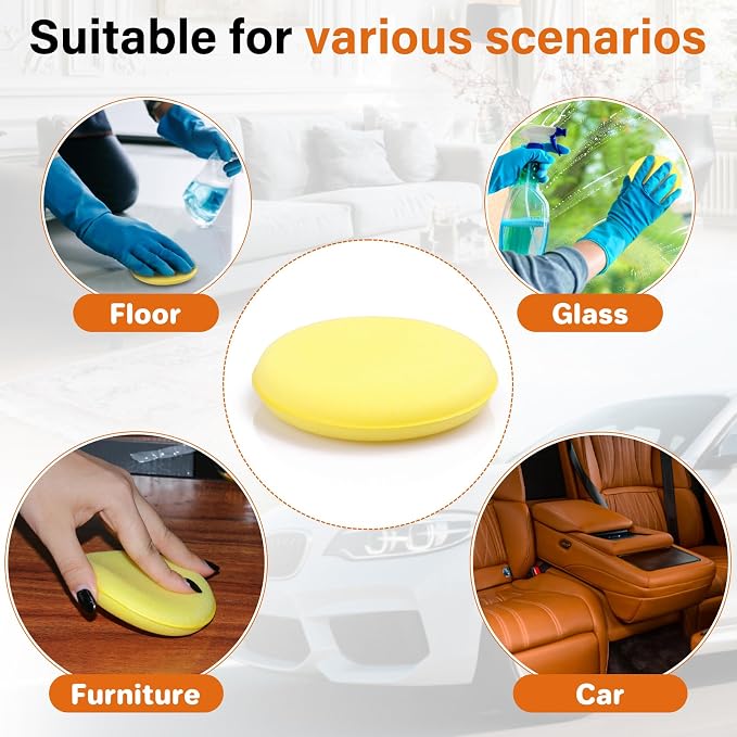 Car Wax Applicator Pad 24 PCS - Foam Applicator Pads 4 Inch Round Polishing Sponge for Tire Shine Waxing Detailing, Ultra Soft High Density Foam Pad for Car Polish, Scratch Repair & Wheel Dressing