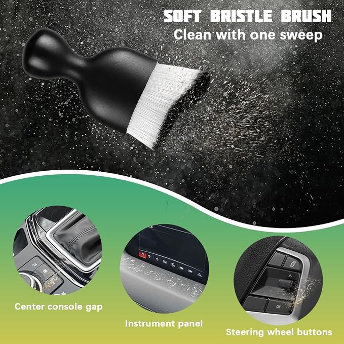 Car Interior Detailing Brush, Curved Soft Bristles Vehicle Removal Dust Collectors, Scratch-Free Automotive Cleaning Tool Accessories, Universal for Truck SUV Sedan (White/Black)