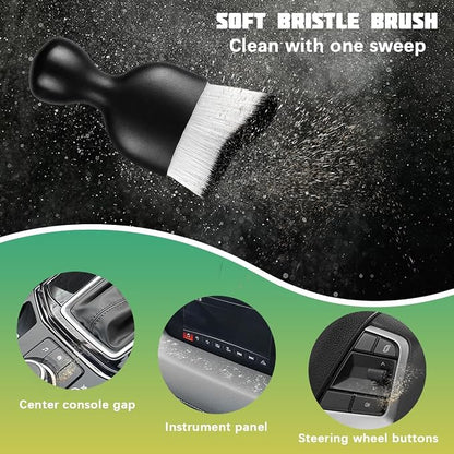 Car Interior Detailing Brush, Curved Soft Bristles Vehicle Removal Dust Collectors, Scratch-Free Automotive Cleaning Tool Accessories, Universal for Truck SUV Sedan (White/Black)