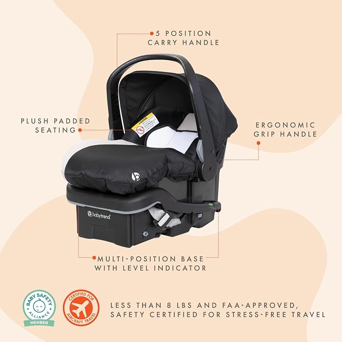 Baby Trend EZ-Lift 35 Plus Ergonomic Lightweight Rear-Facing Infant Car Seat with Multi-Position Base and Cozy Cover, Modern Khaki