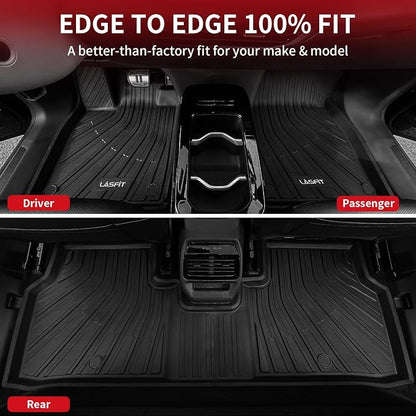 LASFIT Floor Mats & Cargo Mats for Volkswagen ID.4 2021-2026, All Weather TPE Custom Fit Floor Liners for VW ID.4 1st & 2nd Row Car Mats & Trunk Mats, Black
