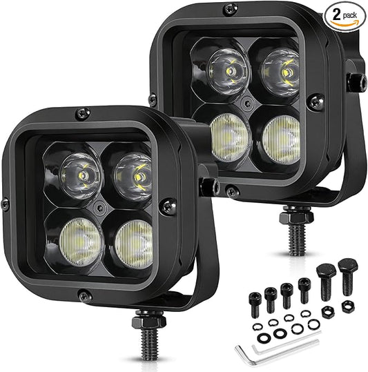 LED Pods, OFFROADTOWN 3inch 80W CREE LED Pods Off Road Driving Lights Cubes Ditch Lights Headlight for Truck Pickup Dirt Bike UTV ATV SUV Boat 4x4 Car - Combo Beam