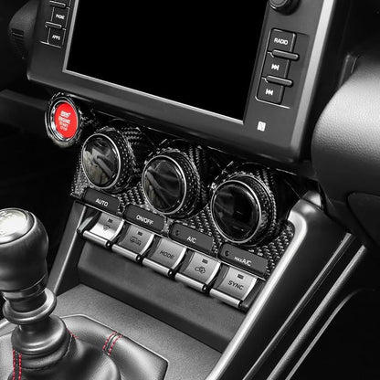 AIRSPEED Hard Carbon Fiber for Toyota GR86 Subaru BRZ 2021 2022 2023 2024 2025 Car Air Conditioner Button Frame Cover Center Console Panel Interior Trim Accessories, Black