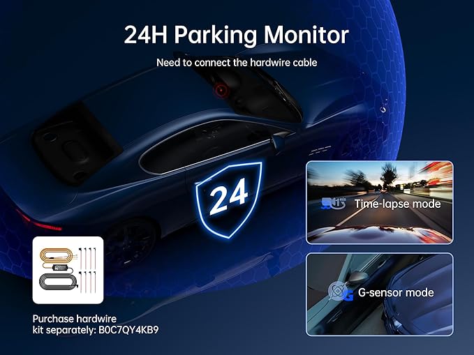 Pelsee 4K 3 Channel Dash Cam Front and Rear Inside, Dash Camera for Cars, 4K+1080P+1080P Dashcam with APP & WiFi, 64GB Card Included, Smart Driving System ADAS DMS, 24H Parking Mode,G-Sensor,256GB Max