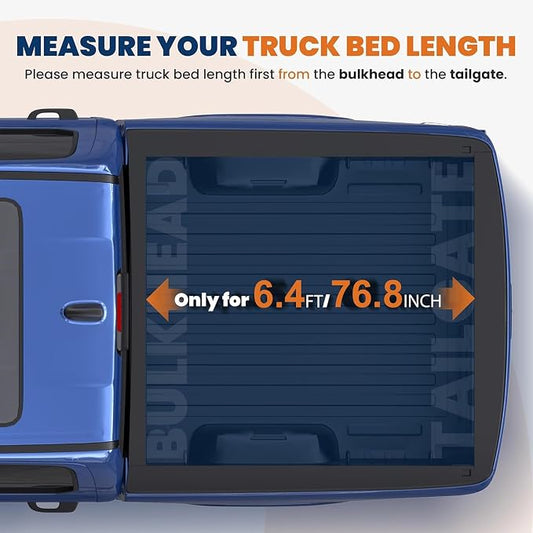 KUIPERAUTO 6.4FT Soft Quad-fold Truck Tonneau Cover Compatible for 2002-2026 Dodge Ram 1500(Incl. 2019-2023 Classic & 2019-2026 New Body Style)/2003-2026 Ram 2500 3500 W/o Ram Box 6.4 Feet Bed