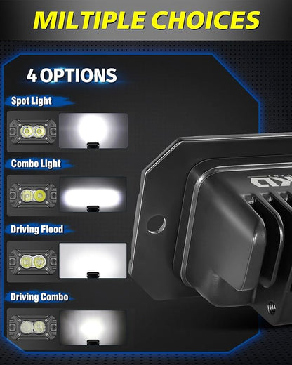 Flush Mount LED Pods, AKD Part CREE LED Flush Bumper Lights 40W Spot Flood Combo Offroad Driving Light Backup Reverse Lights Flush Mount LED Fog Light Pods for Trucks Pickup SUV UTV ATV