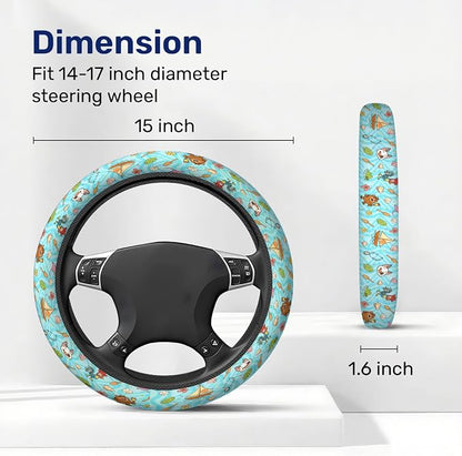 GENANY Tribal Print Steering Wheel Cover, Non Slip Polyester Car Wheel Protector for Car SUV Truck, Universal 15 Inch