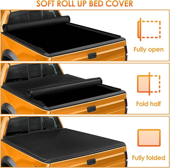 Nilight Soft Roll Up Truck Bed Cover Compatible with Ford F150 2004 2005 2006 2007 2008 2009 2010 2011 2012 2013 2014 5.5ft