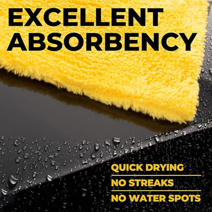 Super Soft Microfiber Towels for Cars - Edgeless - 6pk (12”x12”) - Premium Scratch-Free Towel - Great for Drying, Detailing, Polishing, Buffing - Ultra Absorbent Microfiber Cleaning Cloths for Car