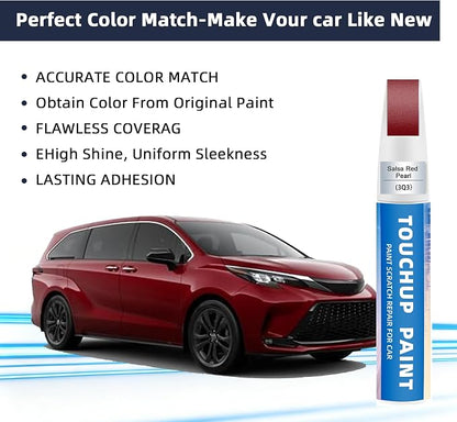 Dark Red/Salsa Red Pearl(3Q3) Touch Up Paint for Toyota 2-in-1 Car Scratch Repair Pen for Rock Chips, Door Scratches & Paint Nicks Exact Color Match Quick Dry DIY Fix for RAV4 Camry Corolla