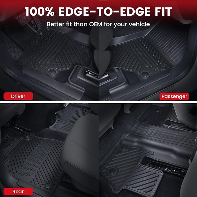 LASFIT Floor Mats & Cargo Mat with Seatback for Mercedes Benz GLS 2020-2026 450/580/ 63 AMG (Fit 7 Seats Without Rear Seat Package), All Weather TPE Custom Fit GLS, 3 Rows & Trunk Mat with Backrest