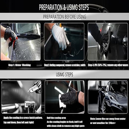 Nano Ceramic Coating for Cars, 10H High Gloss 50ML Anti-Scratch SiO2 Ceramic Coating High Hydrophobic Mirror Paint Sealant Protection with Gloves