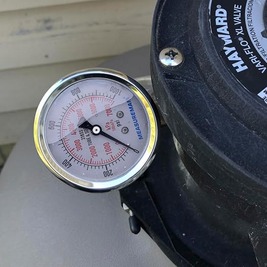 MEASUREMAN Pressure Gauge, 0-1000 PSI/kPa, Glycerin Filled, 1/4 NPT Lower Mount