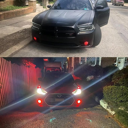 Alla Lighting 3800lm PGJ13 Base 889 881 LED Fog Light Bulbs, Red Xtreme Super Bright H28 886 888 894 896 898 ETI-SMD Replacement