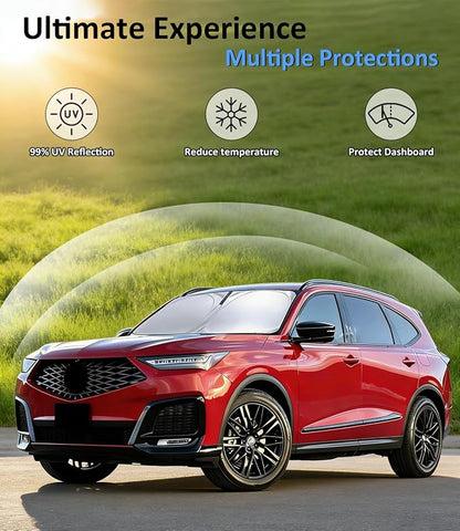Windshield Sun Shade for Acura MDX 2021-2026, Car Front Window Sunshade with 240T Sun Visor Protector Blocks UV Rays Heat Sun Shield Accessories
