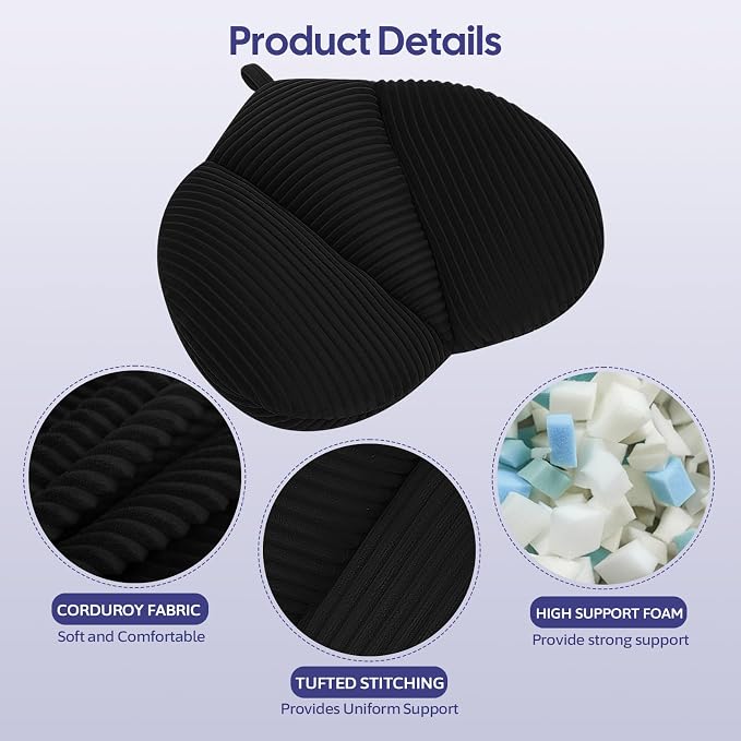 Lumbar Support Pillow for Couch, Back Support Pillow for Office Chair, Heart-Shape Back Cushion with Shredded Foam for Back Pain Relief & Reading, Lumbar Cushions for Recliner, Car, Black