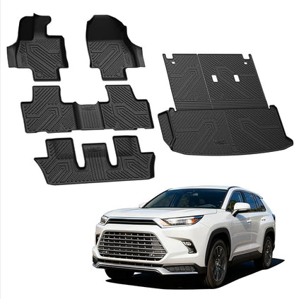 LASFIT Floor Mats for Toyota Grand Highlander 2026 2025 2024 Fits Without or with subwoofer (Include Hybrid), All Weather TPE Custom Fit Rear Trunk Mat for Grand Highlander Accessories