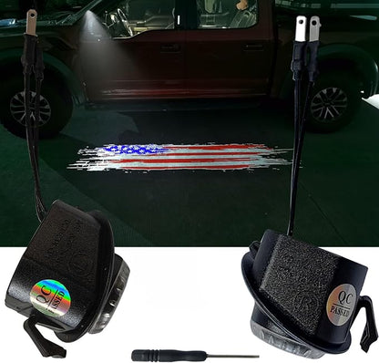 2pcs Set Side Mirror Projector Ghost Shadow Puddle Blanket America Flag Logo Light Compatible with Silverado 1500,2500HD,3500HD,Suburban Z71,Tahoe,Sierra 500,2500HD,3500HD,Yukon &Yukon XL