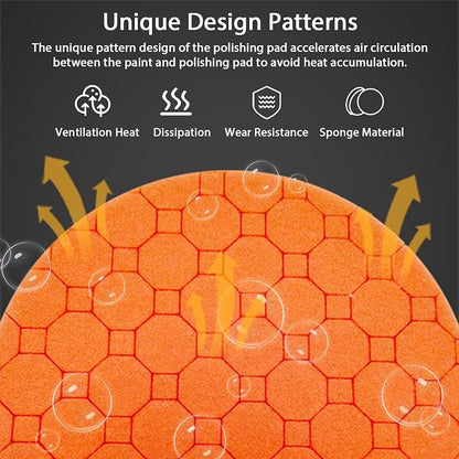 Buffing Polishing Pads, 5Pcs 5.5 Inch Face for 5 Inch Backing Plate Compound Buffing Sponge Pads with Hex Logic Pattern,Cutting Polishing Pad Kit for Car Buffer Polisher,Polishing and Waxing