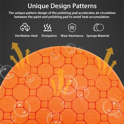 Buffing Polishing Pads, 5Pack 7 Inch Face for 6.7 Inch Backing Plate Compound Buffing Sponge Pads Cutting Polishing Pad Kit for Car Buffer Polisher, Polishing and Waxing
