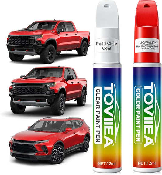 Red Hot(G7C/WA130X) Touch Up Paint Compatible with Chevrolet,2-In-1 Car Scratch Remover Pen,Car Paint Scratch Repair Kit for Scratches,Chips & Nicks,2-PCS SET