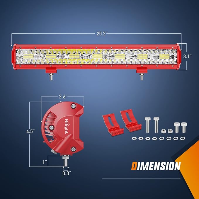 Nilight LED Light Bar 20 Inch Triple Row Spot Flood Combo Lights with Wiring Harness Kit for Fog Driving Work Lighting on Off-Road Truck Tractor SUV ATV UTV Golf Cart Boats
