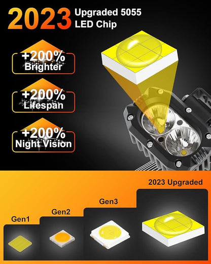 4Inch LED Driving Pod Light, LED Square Off-Road Light Super Brighter White Flood Beam Offroad Driving with Wiring Harness Kit for Jeep Wrangler Truck Pickup SUV ATV UTV