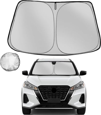 Windshield Sun Shade for 2018-2024 Nissan Kicks Foldable Sun Sunshade for Car Front Window Blocks UV Rays and Heat Automotive Interior Protector Custom Fit Accessories