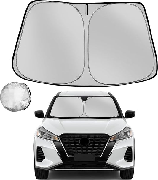 Windshield Sun Shade for 2018-2024 Nissan Kicks Foldable Sun Sunshade for Car Front Window Blocks UV Rays and Heat Automotive Interior Protector Custom Fit Accessories