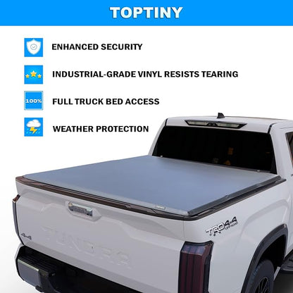 Toptiny Soft Folding Truck Bed Tonneau Cover|TSTF035|Fits 2022-2026 Toyota Tundra 6'6" Bed (78")
