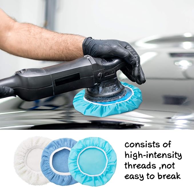 20 Pieces Car Orbital Buffer Polisher Pad Bonnet Microfiber Max Bonnet Polishing Buffing Pad Cover(5-6 Inches)