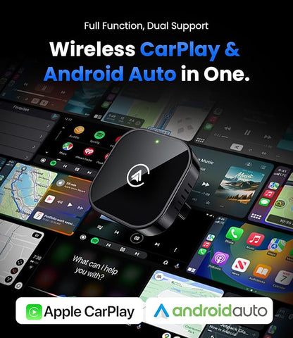 Teeran 2 in 1 Wireless CarPlay and Android Auto Adapter, Easy Setup Plug and Play, Fast Seamless Use Supports 1000+ Cars with Built-in Wired Car Play/Android Auto Compact Design Car Adapter (Black)