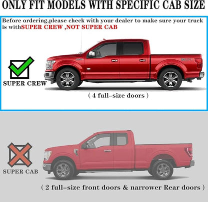 COMNOVA Running Boards Compatible with 2019-2026 Ford Ranger Super Crew Cab with 4 Full-Size Doors. 6 Inch Side Steps, Ranger Nerf Bars Step Bars, Carbon Steel Step Boards.