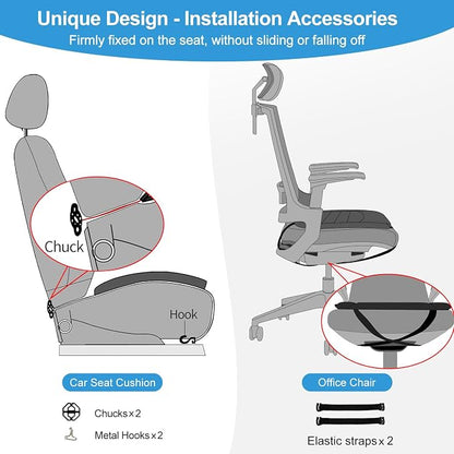 Car Seat Cushion Chair Cushions, 1.2in Memory Foam Pressure Relief Seat Cushion for Car, Non-Slip Design Car Truck Seat Cushion for Driving, Ergonomic Chair Seat Pad for Office Gaming Wheelchair