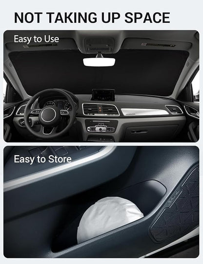 Proadsy 2026 Upgrade Windshield Sun Shade Custom Fit 2013-2018 Audi Q3 Foldable Front Sunshade Protector Sun Visor Blocks UV Rays Keep Car Cooler
