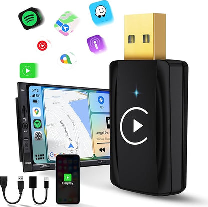MSXTTLY Wireless Carplay Adapter, Mini Dongle for Apple for iPhone, Seamless Connection for Convert Wired to Wireless Car Play Adapter, No Latency for iOS 10+, OEM Wired Car Model 2017+, Deep Black