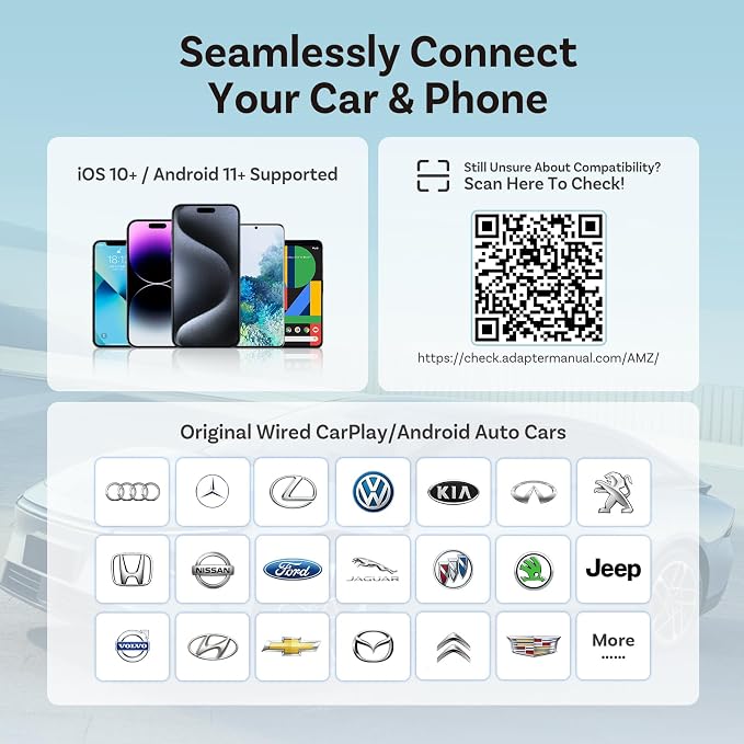 OTTOCAST 2026 Upgrade Mini Cube 3.0, 2-in-1 Wireless CarPlay & Android Auto Adapter, Plug & Play Dongle, Fast Auto-Reconnect, Dual-Band 5Ghz, for Cars with Wired CarPlay & Android Auto