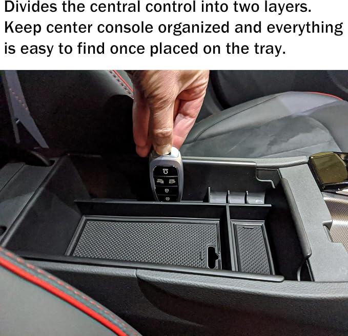Center Console Organizer Compatible with Hyundai Sonata 2020 2021 2022 2023 Accessories, Sonata N-Line/Limited Insert Tray Secondary Storage Armrest Box ABS Black