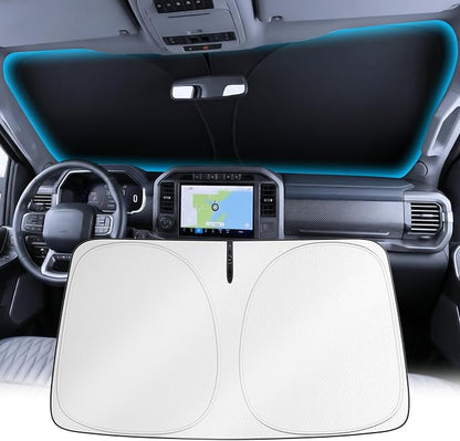 Wigoo 2026 Upgrade Universal Car Windshield Sun Shade [100% Light Block, Durable 210D Oxford] Foldable Heat Insulation Interior Sun Visor to Keep Interior Cool with Storage Bag, XXL(75"x37")