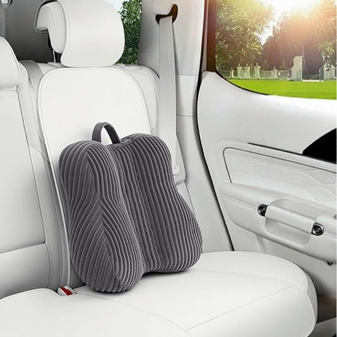 Lumbar Support Pillow for Recliner, Back Support Pillow for Office Chair, Back Cushion with Shredded Foam for Back Pain Relief & Reading, Lumbar Cushions for Couch, Sofa Seat, Car, Grey