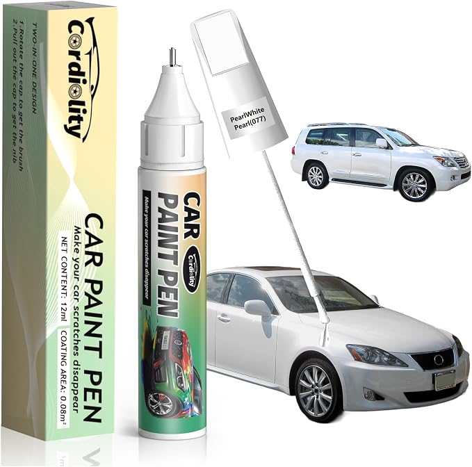 077 PearlWhite/Starfire Pearl Touch Up Paint for Lexus, Color Accurate Car Scratch Repair Remover Pen, Quick & Easy Fix Automotive Chips and Nicks